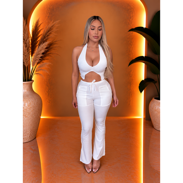 Briana 2 Piece Lounge Suede Set (White)