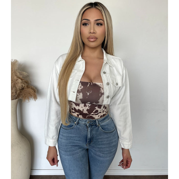 Zella Cropped Denim jacket (Ivory)