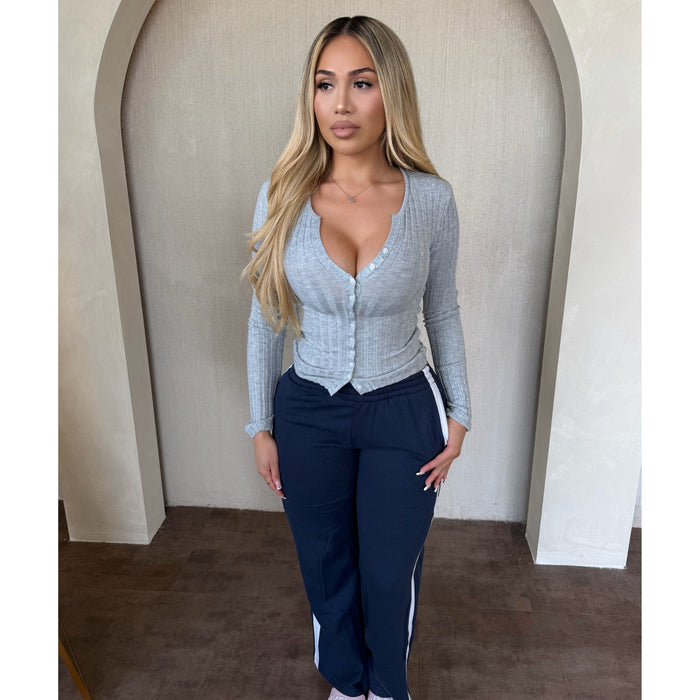 Hailey Straight Leg Pants W Side Pockets (Navy)