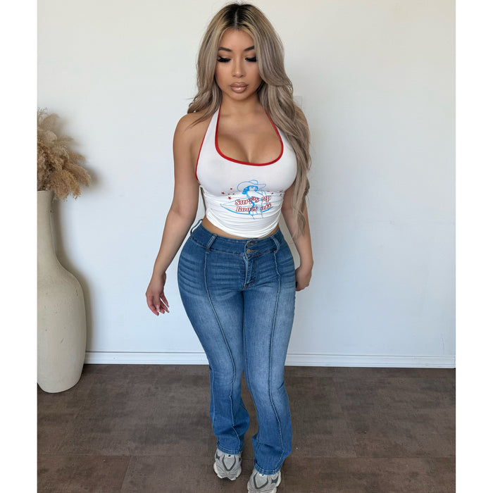 Sofia Flare Jeans W Flap Back Pockets (Denim)