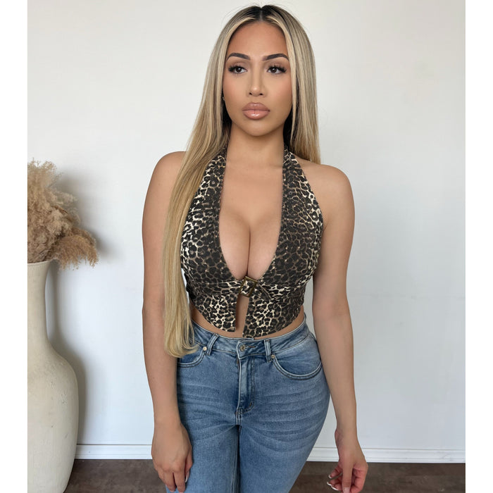 Amber Leopard Halter Neck Top (Leopard)