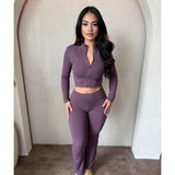 Karen Flare Gym Pants (Mulberry)