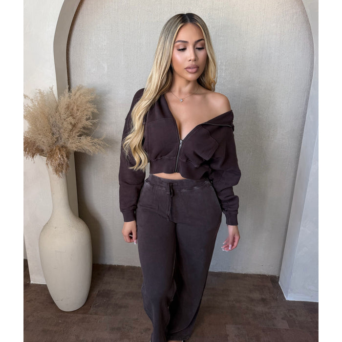 Michelle Mineral Wash Lux Sweatpants (Coffee Bean)
