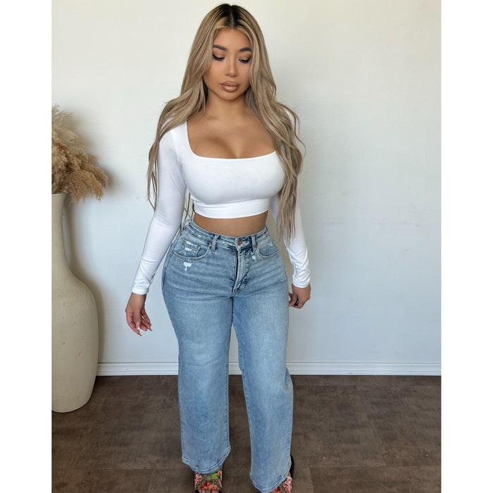 Wendy High Rise Crop Wide Jeans (Light)