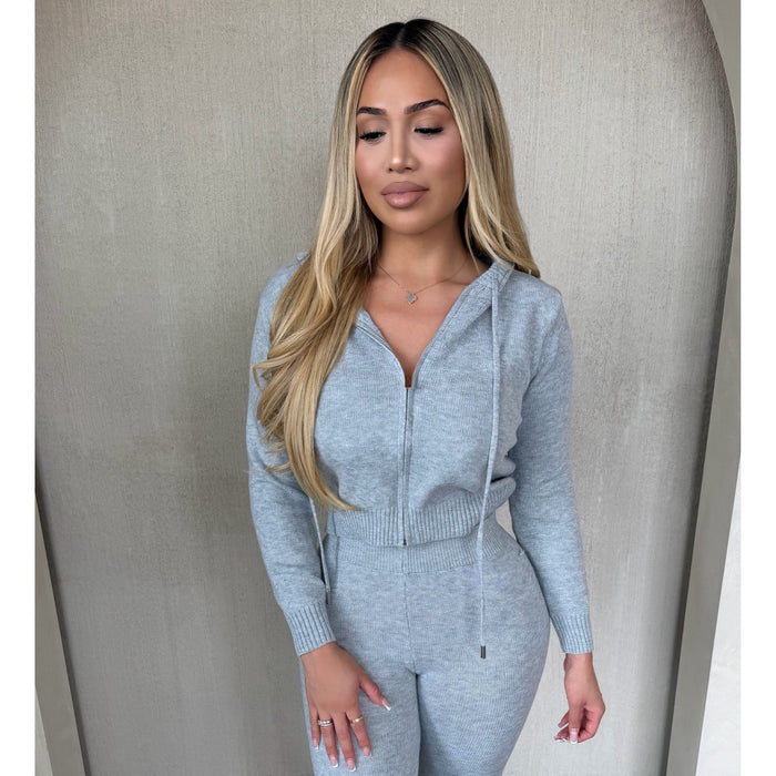 Samantha zipper Sweater Top (H grey)