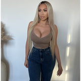 Stacy V Neck Cami Top (Brown)