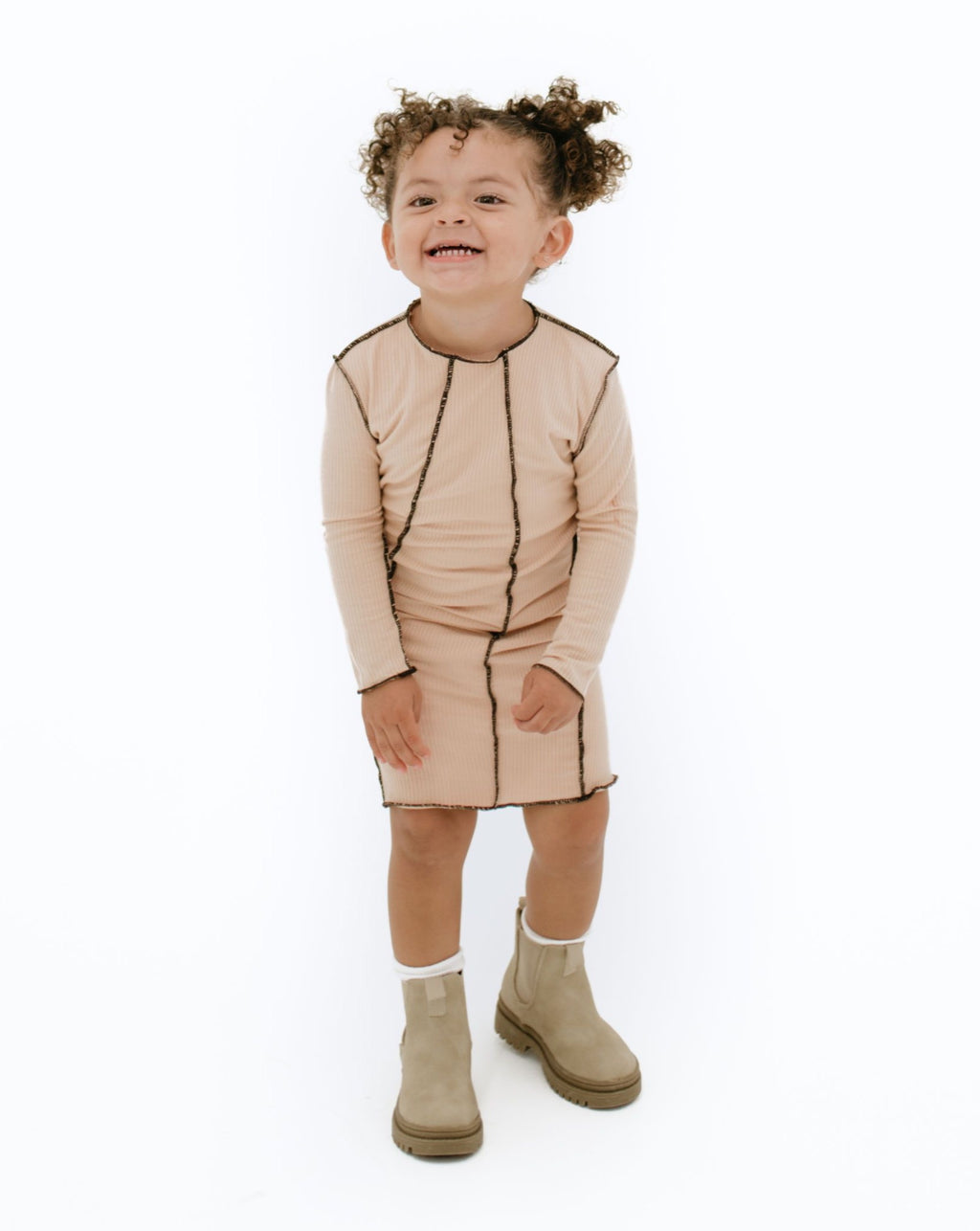 Mommy's Girl  Long Sleeve Dress (Nude/Brown)(Baby)