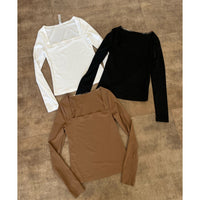 Anayla Square Neck Long Slv Top (White)