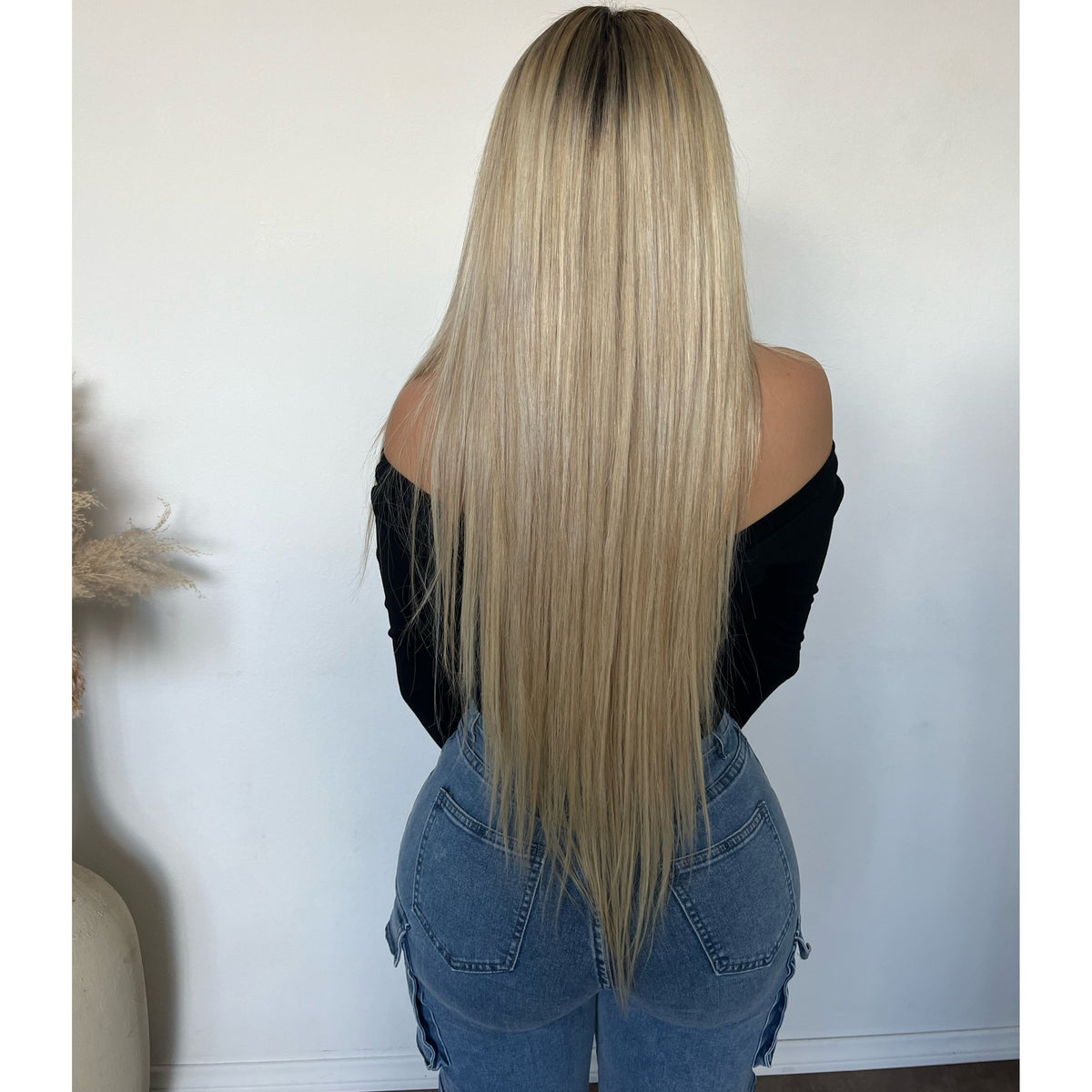 Makayla Deep V Neck Long Sleeve Top (Black)