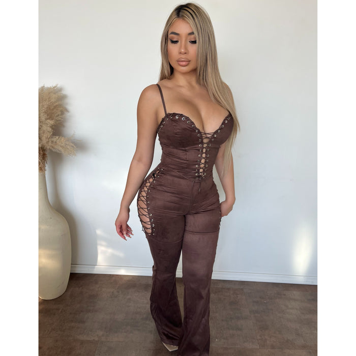 Diana Laced Jumpsuit (Brown)