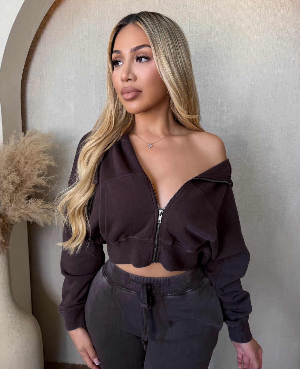 Corey Mineral Wash Cotton Hoodie (Coffee Bean)