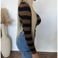 Doreen Round Neck Sweater (Black/Brown)