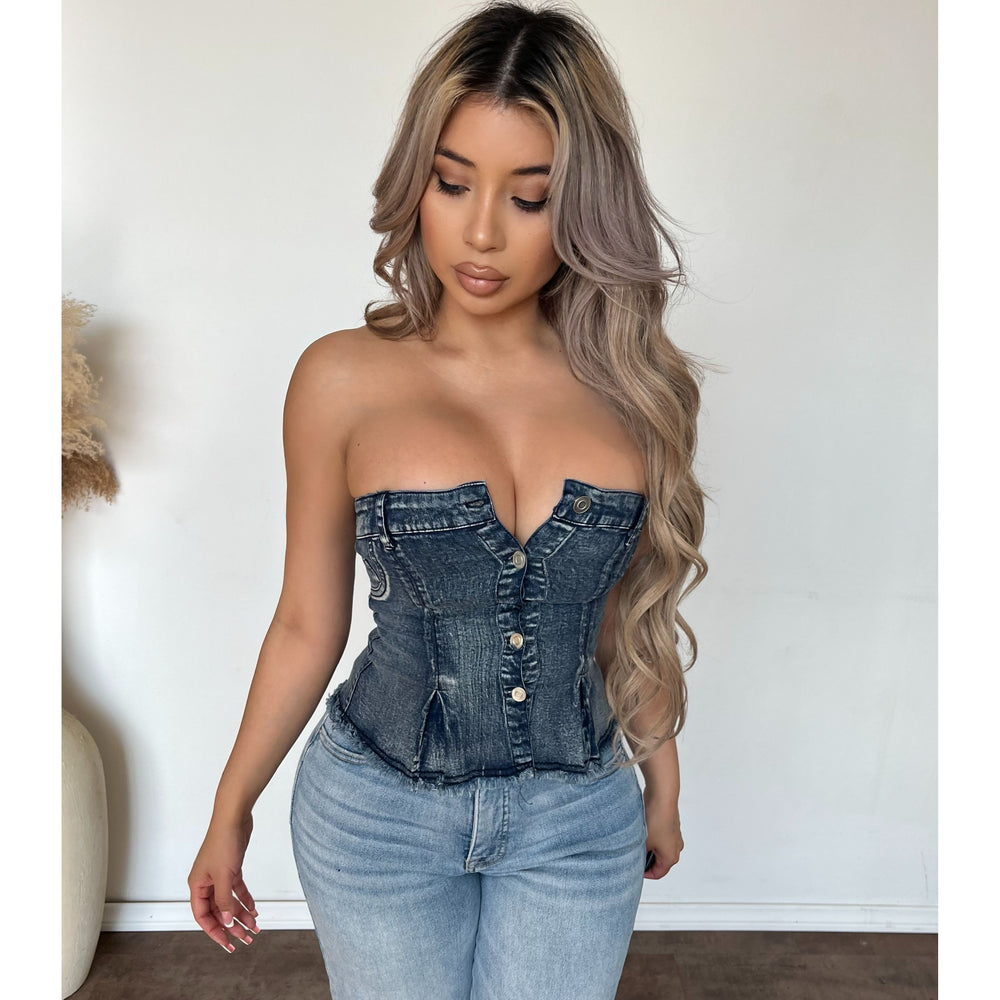 Domonique Denim Corset Top (Denim)