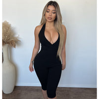 Serena Halter Neck Snatched Jumpsuit (Black)