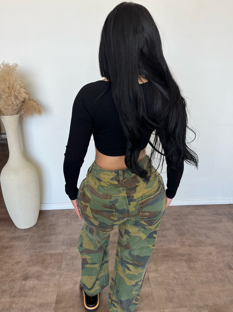 Cami Wide Leg Camo Pants (Camo)