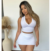 Anissa Soft zipper Neck No Sleeves Top (White)