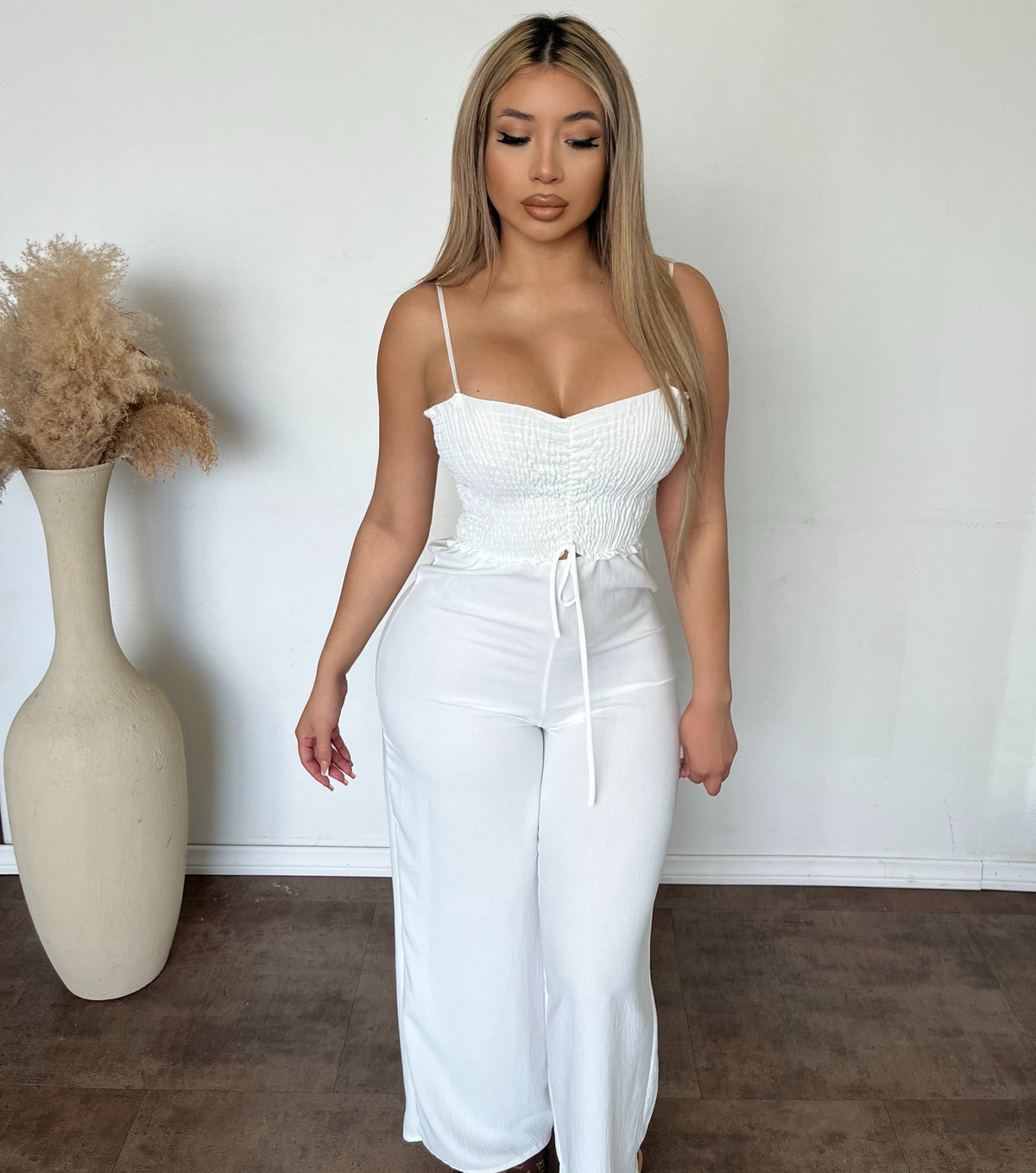 Eva Smocked Jumpsuit (Ivoy)