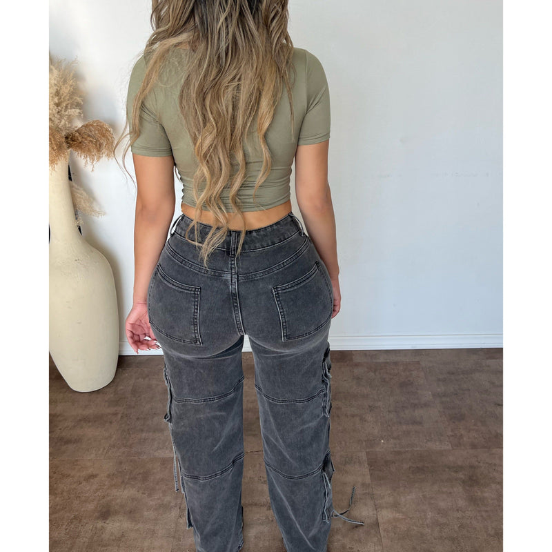 Carlos Wide Leg Jeans (Grey Multi)