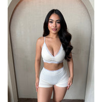 Wendy Lace Trim Matching Set (Cream)