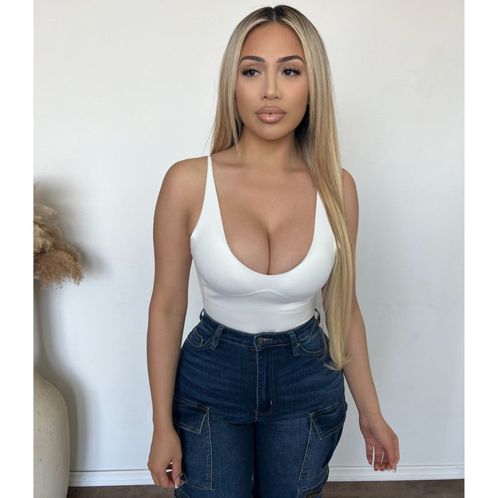 Bust Shaping Strap Bodysuit (White)