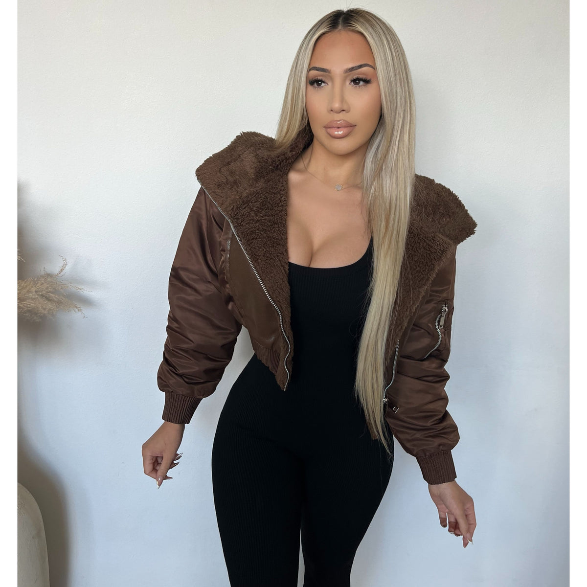 Renia Faux Shearling Jacket (Brown)