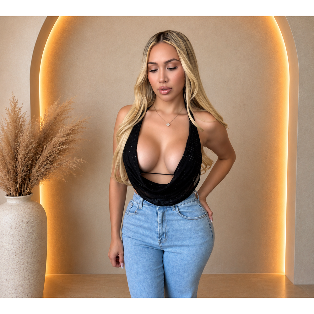 Doreen Open Back Top (Black)