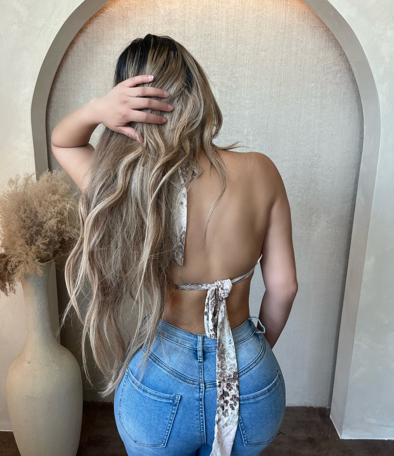 Clarissa Open Back Top (Taupe)