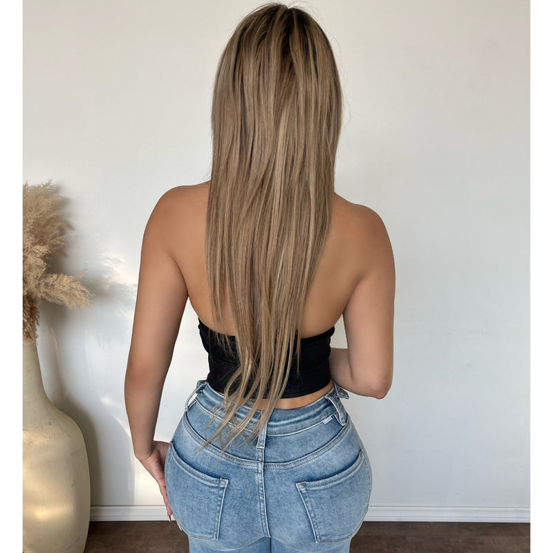 Claire Lace Suede Top (Black)