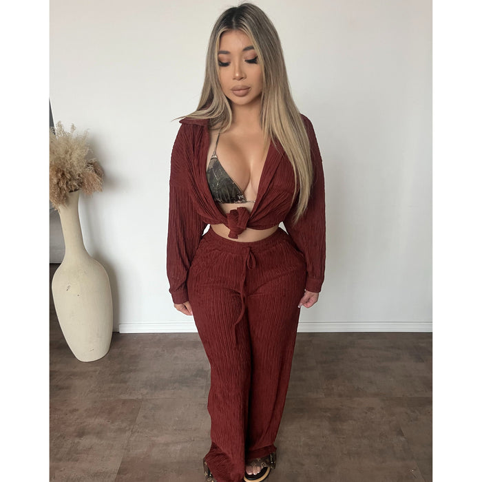 Mila Crinkled Set (Ancora Red)