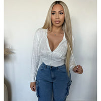 Cindy Front Zip Up Hoodie Long Sleeve (Off White)