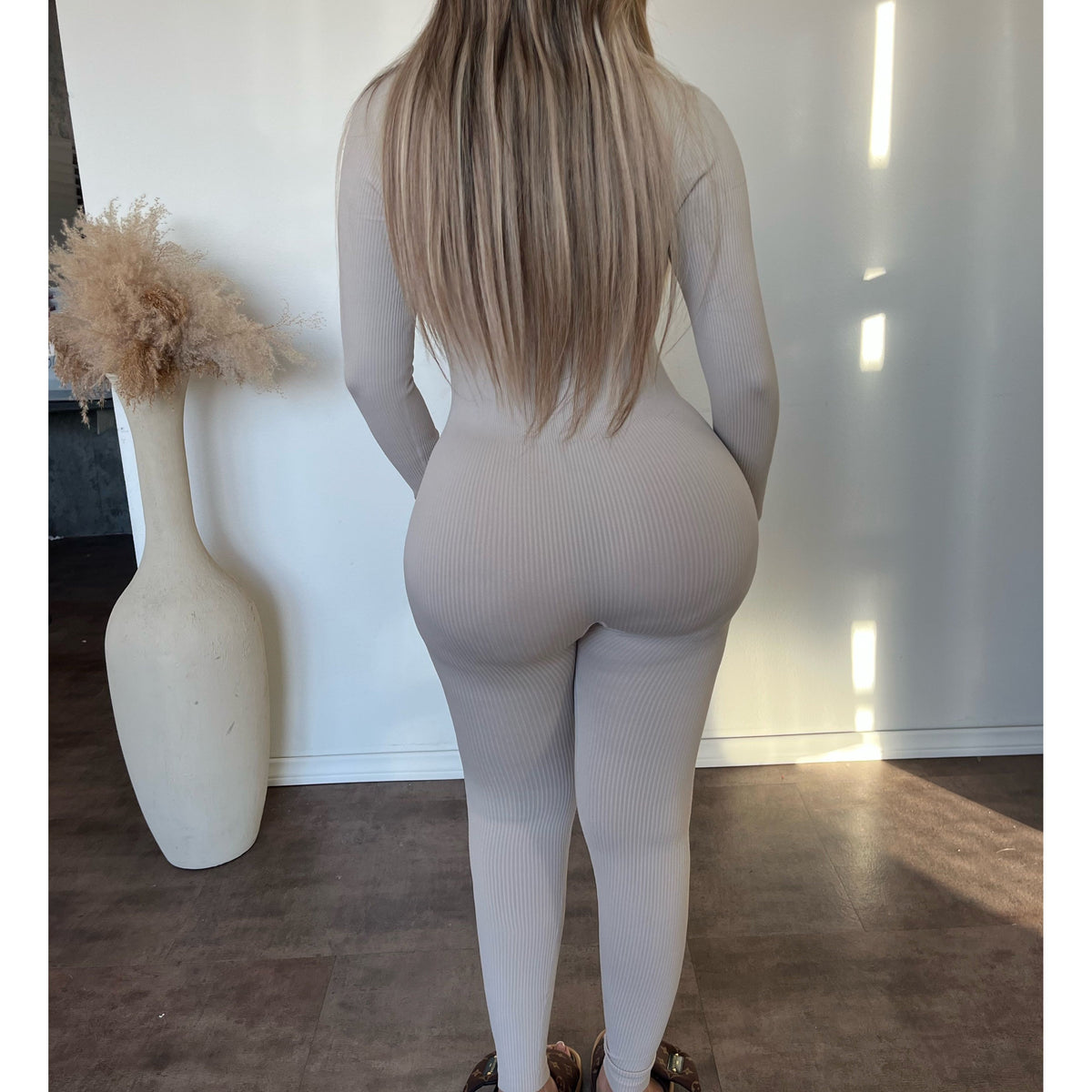 (Copy) Sarah long sleeve jumpsuit (Milk Tea)