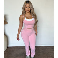 Sara Double Layered Gym Top W Pants (Pink)
