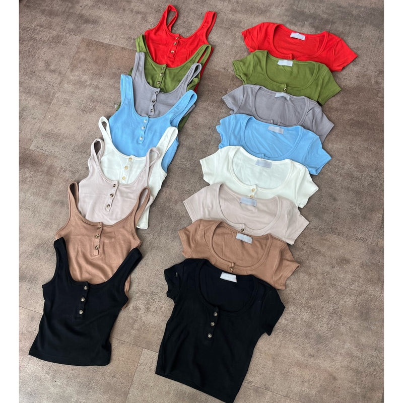 Jessica Ribbed Tank Top (Black)