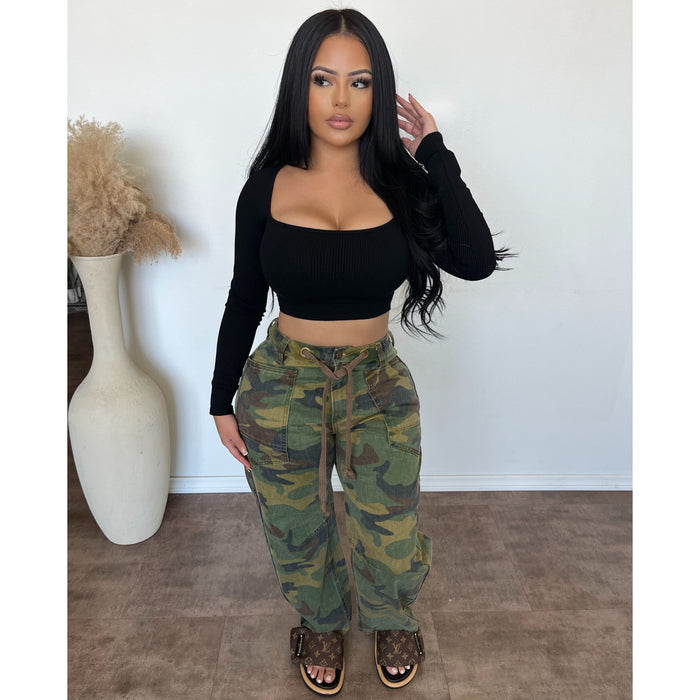 Cami Wide Leg Camo Pants (Camo)