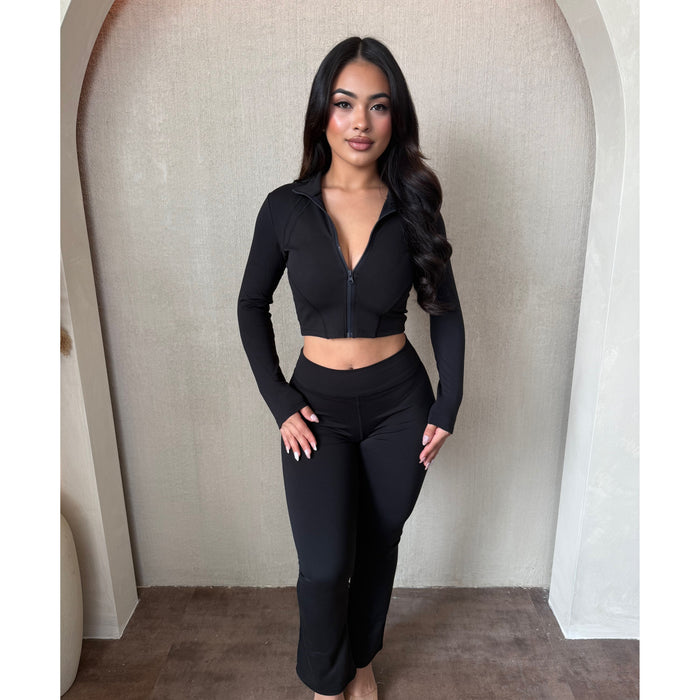 Nena Stretch Zipper Gym Jacket (Black)