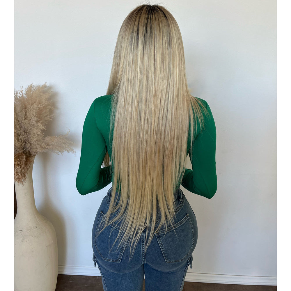 Sarah Round Neck Long Sleeve Top (Green)