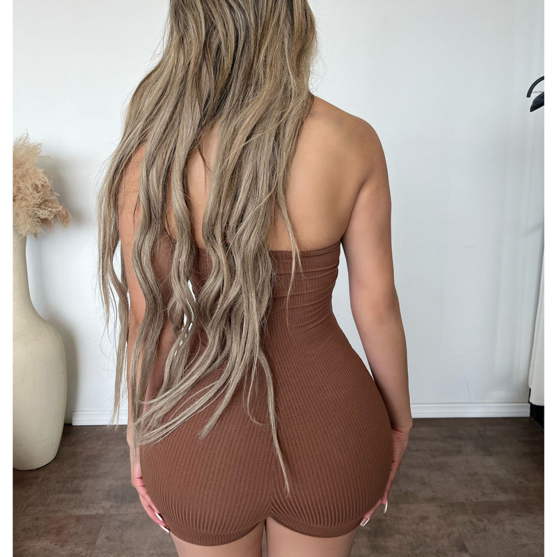 Wonda Twist Front Romper (Carob Brown)