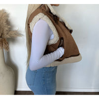 Megan Suede Vest Jacket (Brown)