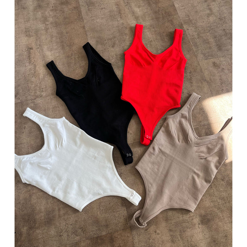 Madilyn Sleeveless BodySuits (Tomato Red)