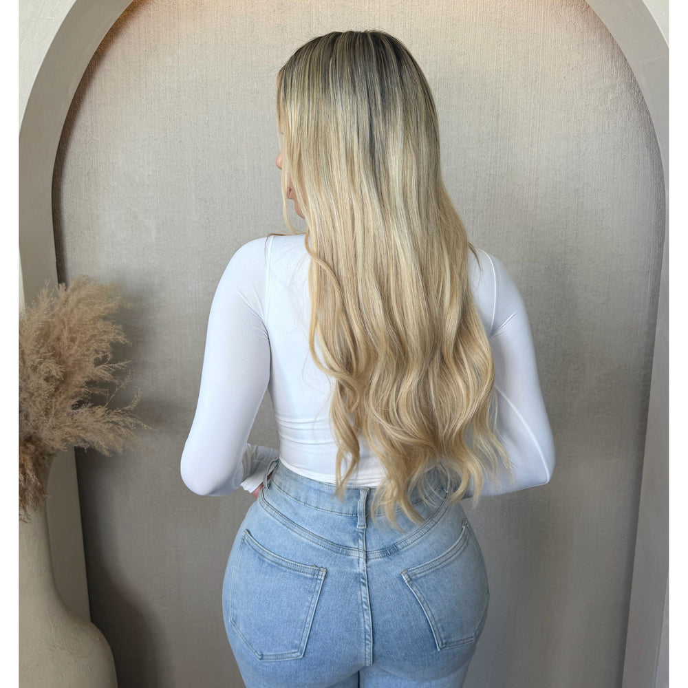Ela Mock Neck Long Sleeve Bodysuit (White)