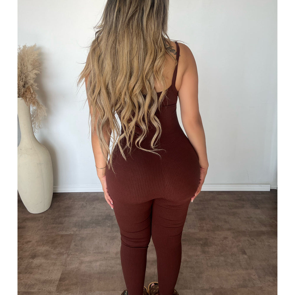 Cami Snatched Sleeveless Jumpsuit (Chestnut)
