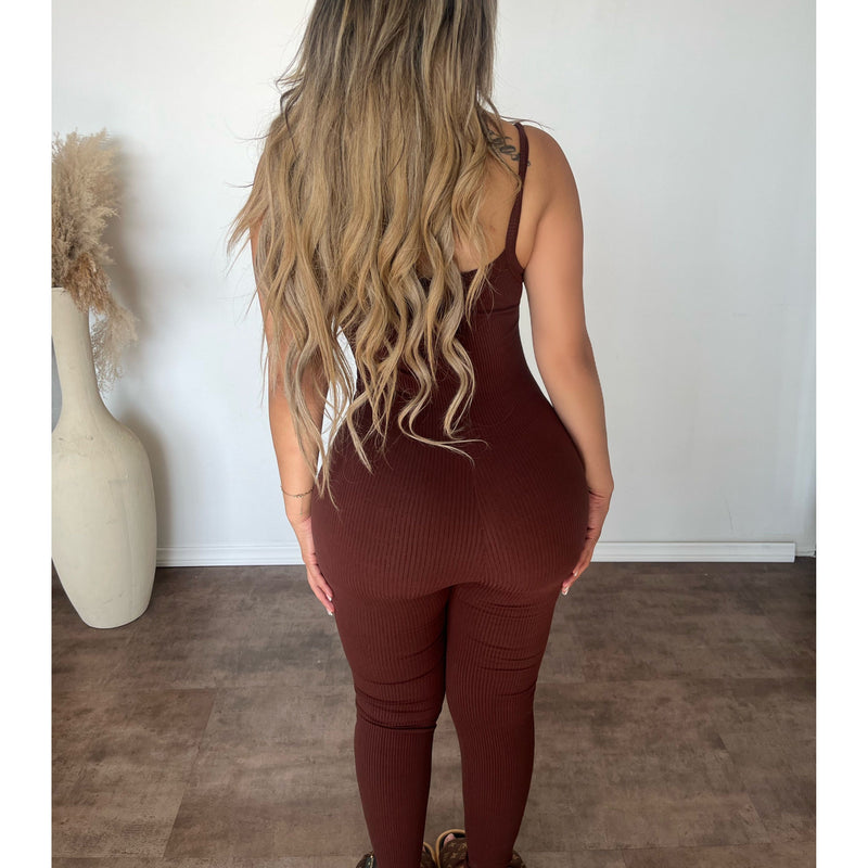 Cami Snatched Sleeveless Jumpsuit (Chestnut)