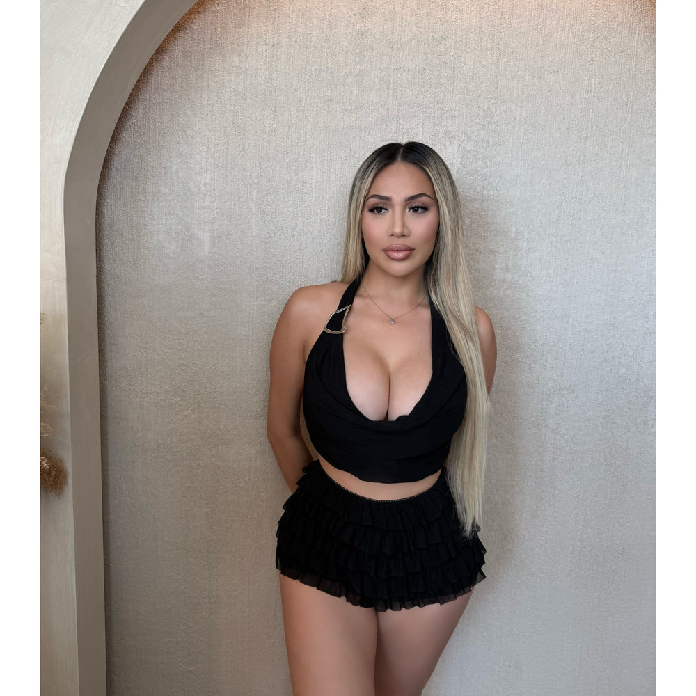Michelle Halter Top & Short Set (Black)