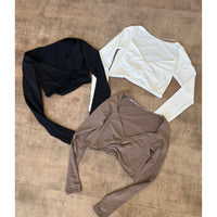 Darla Shirring Long Slv Crop Top (Ash)