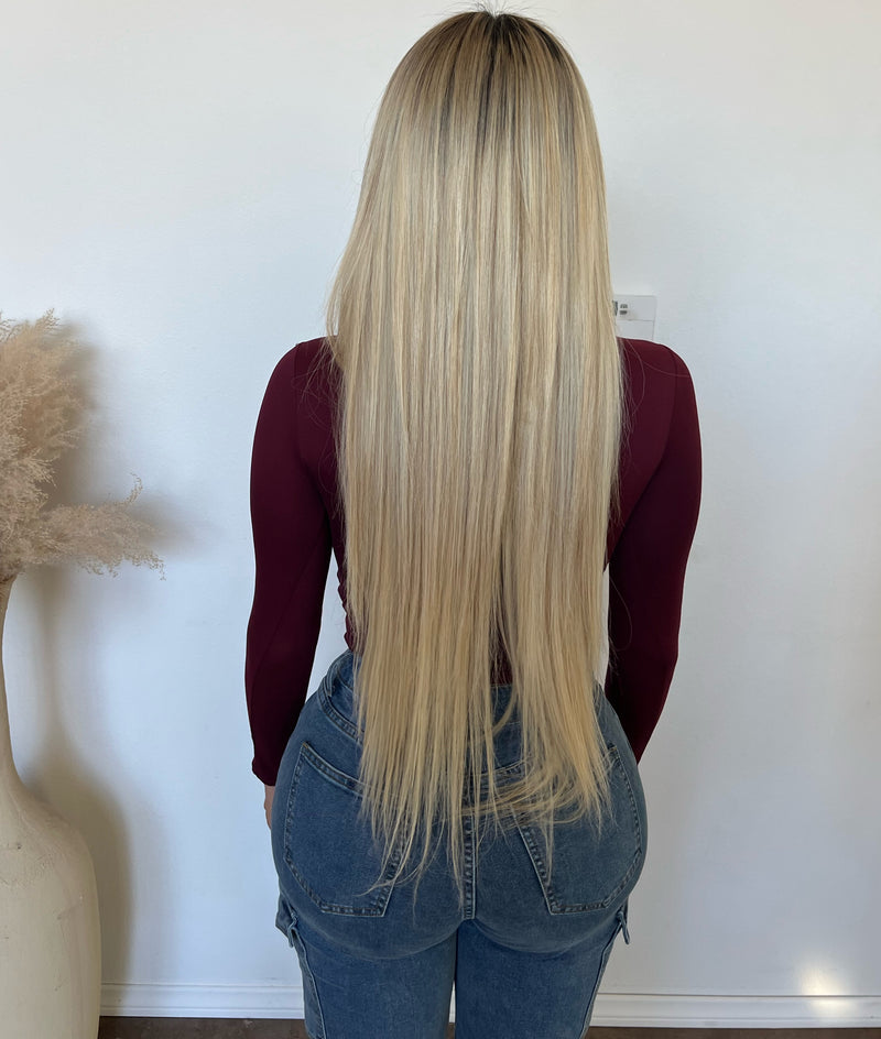 Sarah Round Neck Long Sleeve Top (Burgundy)