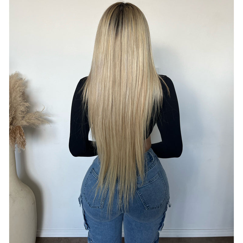 Linda Longe Sleeve Front U Top (Black)