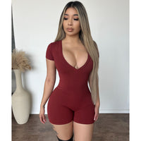 Vanessa V Neck Jumpsuit (Dk Rust)
