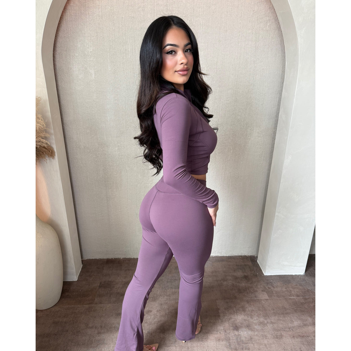 Karen Flare Gym Pants (Mulberry)