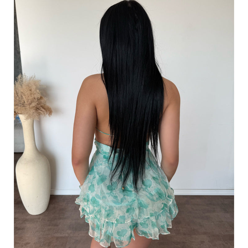 Kindle Flower Print Dress (Turquoise)