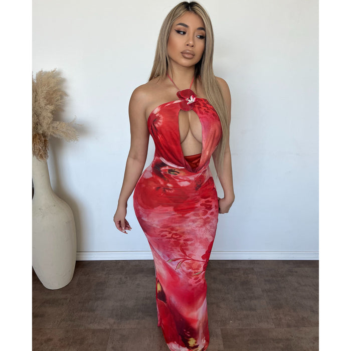 Anna Mesh Dress (Orange/Red)